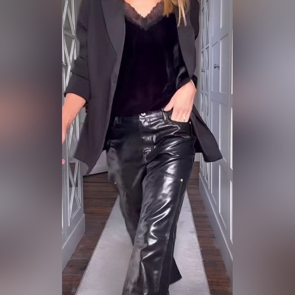 NEW J. Crew vegan leather high waist classic straight black 5 pocket size 27 - Picture 3 of 12